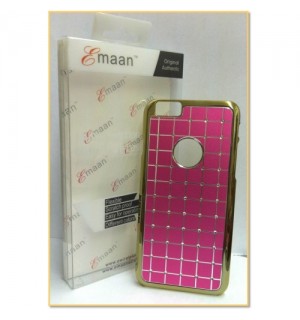 EMAAN - Luxury Diamond Crystal Rhinestone Bling Hard Case Cover For Apple iPhone 6 4.7" - DARK PINK COLOR - CHECKS PATTERN